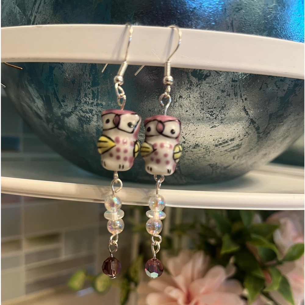 Handmade owl earrings